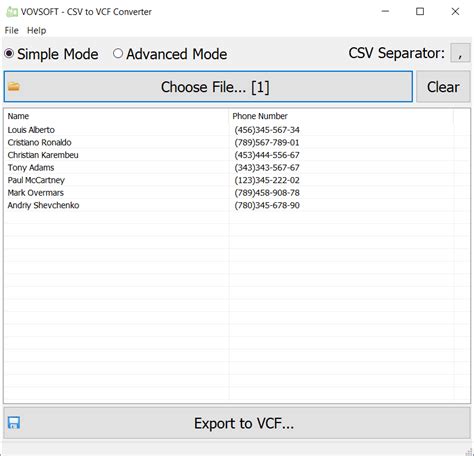 VovSoft CSV to VCF